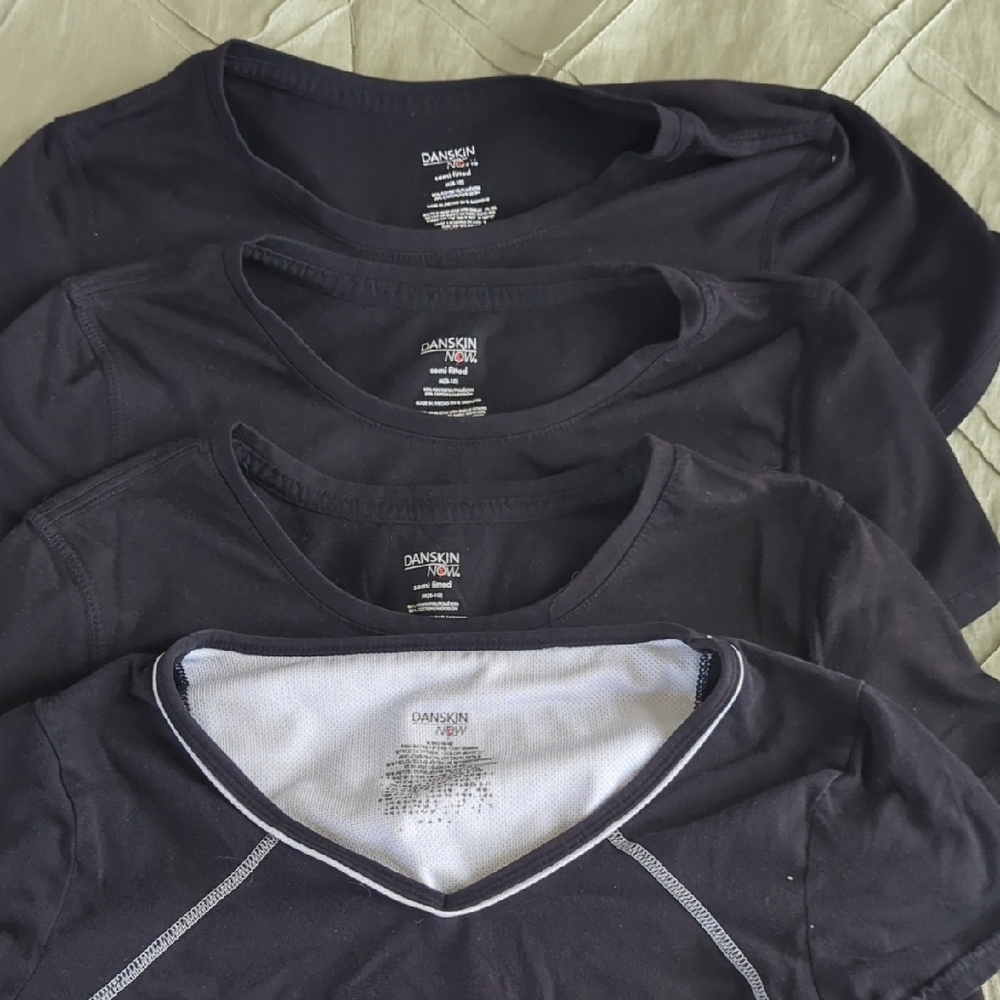 Danskin Black Activewear Tops, Set Of 4